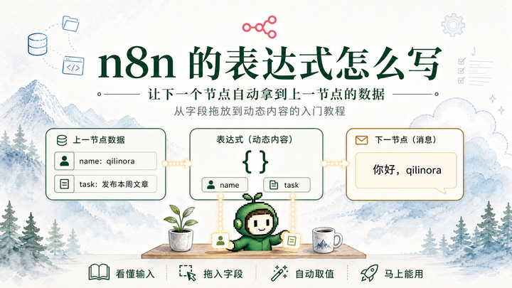 n8n 的表达式怎么写：让下一个节点自动拿到上一节点的数据